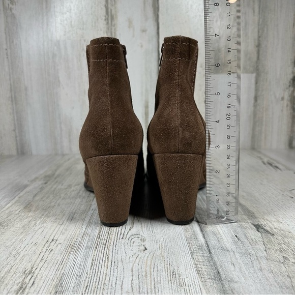 Franco Sarto Wedge Brown Suede Ankle Boots Side Zip Booties #335 - Picture 5 of 9